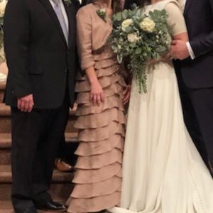 Tan Adrianna Papell formal, ruffles with jacket